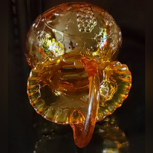 Vntg Kanawha 9" Golden Warm Amber 🍇 Crimped Basket - Picture 4 of 13